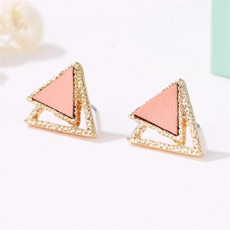 Simple And Sweet Earrings, Creative Stitching Triangle