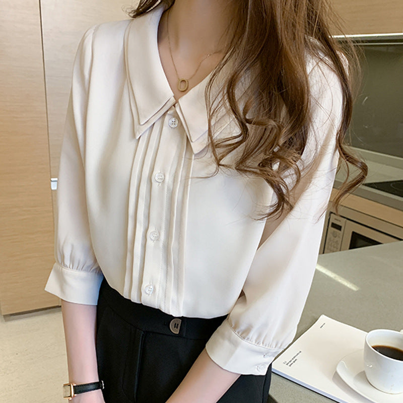 Double-layer Doll Collar Shirt Design Feels Light And Familiar Temperament