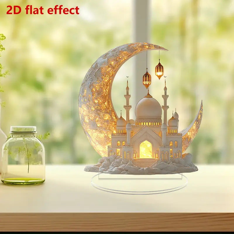 2025 Ramadan 2D Acrylic Moon - Castle Ornament. Eid Al - fitr Decoration, Muslim Home & Party Gift.