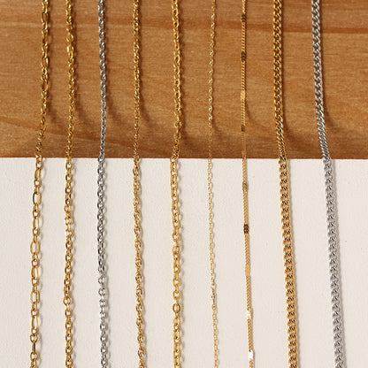 Chain Necklace 18K Gold Plated Unfading Sweater Chain 45cm