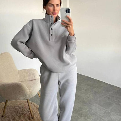 Oversized Solid Casual Pullovers Long Pant Set Warm Hoodie New Tracksuit Suit Fashion Pant Sets Sets For Women 2 Pieces