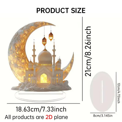 2025 Ramadan 2D Acrylic Moon - Castle Ornament. Eid Al - fitr Decoration, Muslim Home & Party Gift.