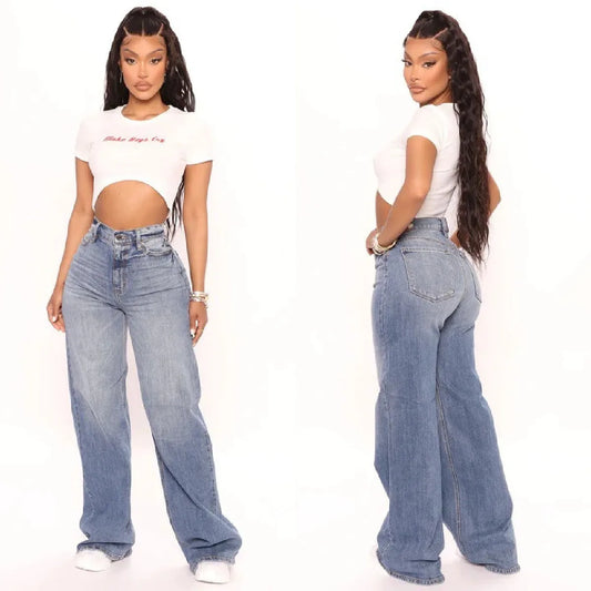 New Y2K High Waist Baggy Jeans For Women Fashion Loose Denim Wide Leg Pants Casual Female Clothing XS-XL Drop Shipping