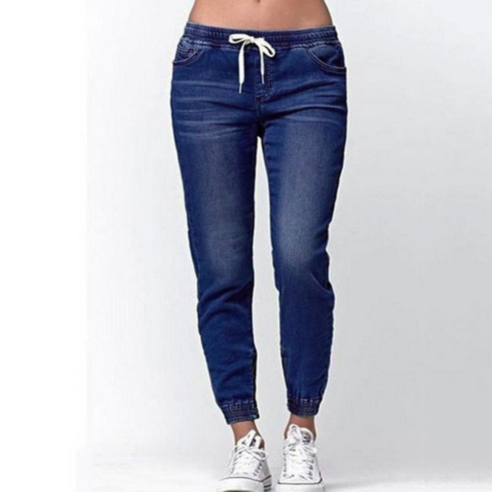 40%HOT Skinny Jeans Women Jogger Pants Plus Size Elastic Drawstring Elastic Waist Slim Stretch Jeans Ladies Pencil Pants