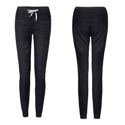 40%HOT Skinny Jeans Women Jogger Pants Plus Size Elastic Drawstring Elastic Waist Slim Stretch Jeans Ladies Pencil Pants