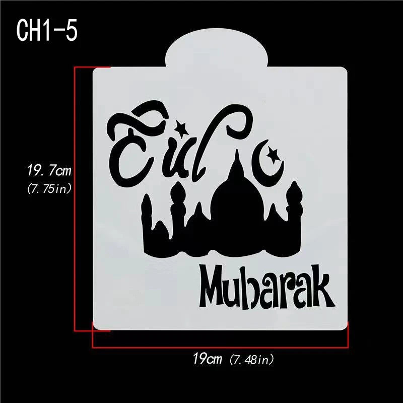 Eid Mubarak Moon Spray Stencils Cofffee Cake Topper Decor Ramadan Decor Aid Al Adha al-Fitr Kareem Islam Muslim Gurbang Party