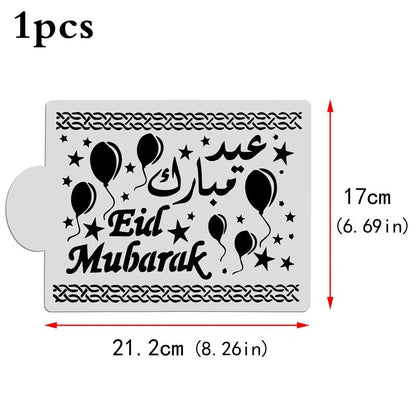 Eid Mubarak Moon Spray Stencils Cofffee Cake Topper Decor Ramadan Decor Aid Al Adha al-Fitr Kareem Islam Muslim Gurbang Party