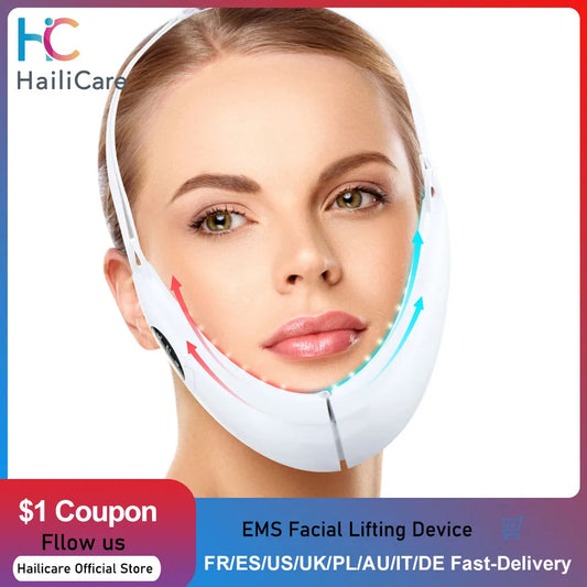 EMS Face Lifting Device LED Photon Therapy Vibration Facial Massager Face Slimming Double Chin Removal V Line Lift Belt SkinCare