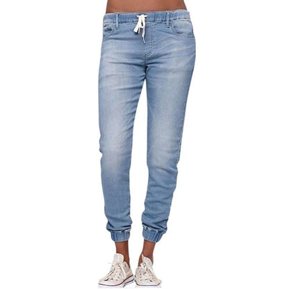 40%HOT Skinny Jeans Women Jogger Pants Plus Size Elastic Drawstring Elastic Waist Slim Stretch Jeans Ladies Pencil Pants