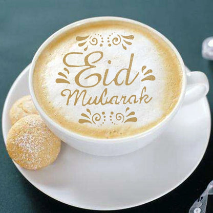 Eid Mubarak Moon Spray Stencils Cofffee Cake Topper Decor Ramadan Decor Aid Al Adha al-Fitr Kareem Islam Muslim Gurbang Party