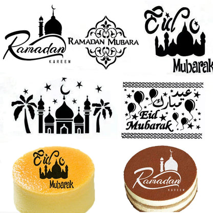 Eid Mubarak Moon Spray Stencils Cofffee Cake Topper Decor Ramadan Decor Aid Al Adha al-Fitr Kareem Islam Muslim Gurbang Party