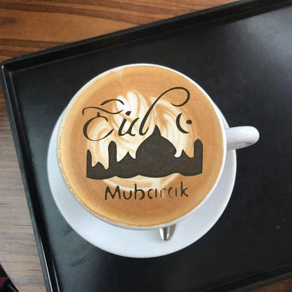 Eid Mubarak Moon Spray Stencils Cofffee Cake Topper Decor Ramadan Decor Aid Al Adha al-Fitr Kareem Islam Muslim Gurbang Party