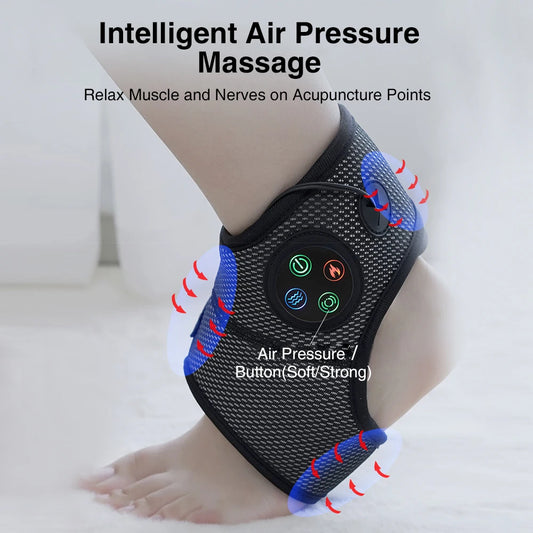 Electric Ankle Foot Massager Vibration Hot Compress Smart Air Pressure Multifunctional Brace Support Relaxation Treatments