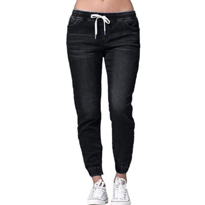 40%HOT Skinny Jeans Women Jogger Pants Plus Size Elastic Drawstring Elastic Waist Slim Stretch Jeans Ladies Pencil Pants