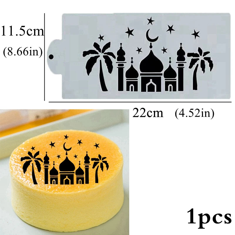 Eid Mubarak Moon Spray Stencils Cofffee Cake Topper Decor Ramadan Decor Aid Al Adha al-Fitr Kareem Islam Muslim Gurbang Party