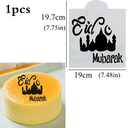 Eid Mubarak Moon Spray Stencils Cofffee Cake Topper Decor Ramadan Decor Aid Al Adha al-Fitr Kareem Islam Muslim Gurbang Party