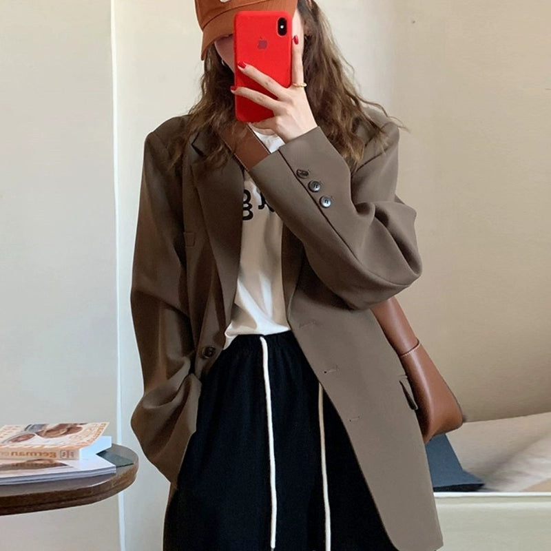 Suit Women Spring And Autumn New Student Casual Popular Oversize Black Small Temperament Suit Jacket