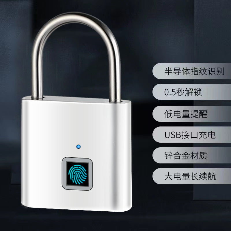 Intelligent Fingerprint Padlock Warehouse Courtyard Door Dormitory Cabinet Electronic Lock Head Home Anti-theft Stainless Steel Lock Beam