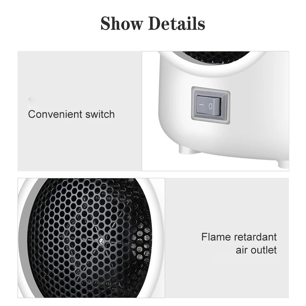 400W Mini Electric Heater 2-speed 3S Quick Heating Home Electric Heater 220V/110V Hot Fan Heater Overheating Protection Air Heat