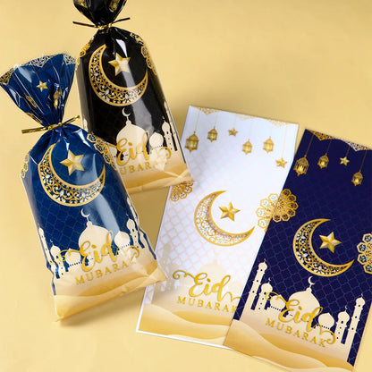 25/50/100Pcs Ramadan Kareem Candy Gift Packing Bags 2025 Eid Mubarak Ramadan Decoration Islamic Muslim Party Supplies Treat Bags