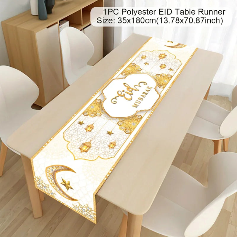 Ramadan Kareem Polyester Table Runner Ramadan Decoration For Home 2025 Islamic Muslim Party Supplies Ramadan Gift EID Al  Adha