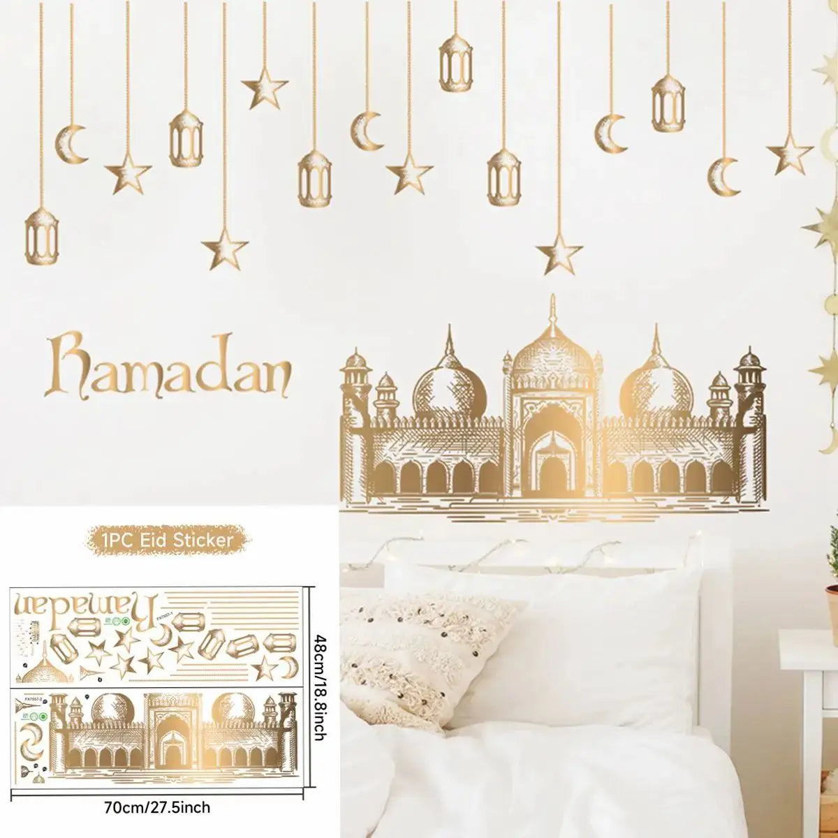 Eid Mubarak Wall Stickers Kareem Ramadan Decoration 2025 For Home Islamic Muslim Party Decor Mubarak Ramadan Window Sticker Gift