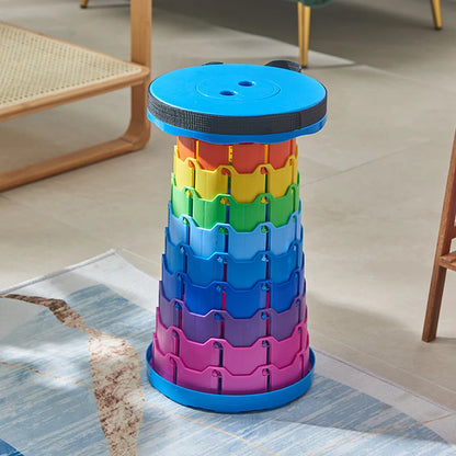 Blue Color Portable Retractable Plastic Chair Folding Stool Kitchen Dining Chair Household Living Room Chairs Furniture For Room