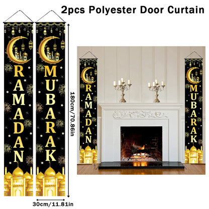 Eid Mubarak Door Banner Ramadan Decoration 2025 for Home Mubarak Ramadan Kareem Islamic Muslim Party Decor  Eid Al Adha Gifts