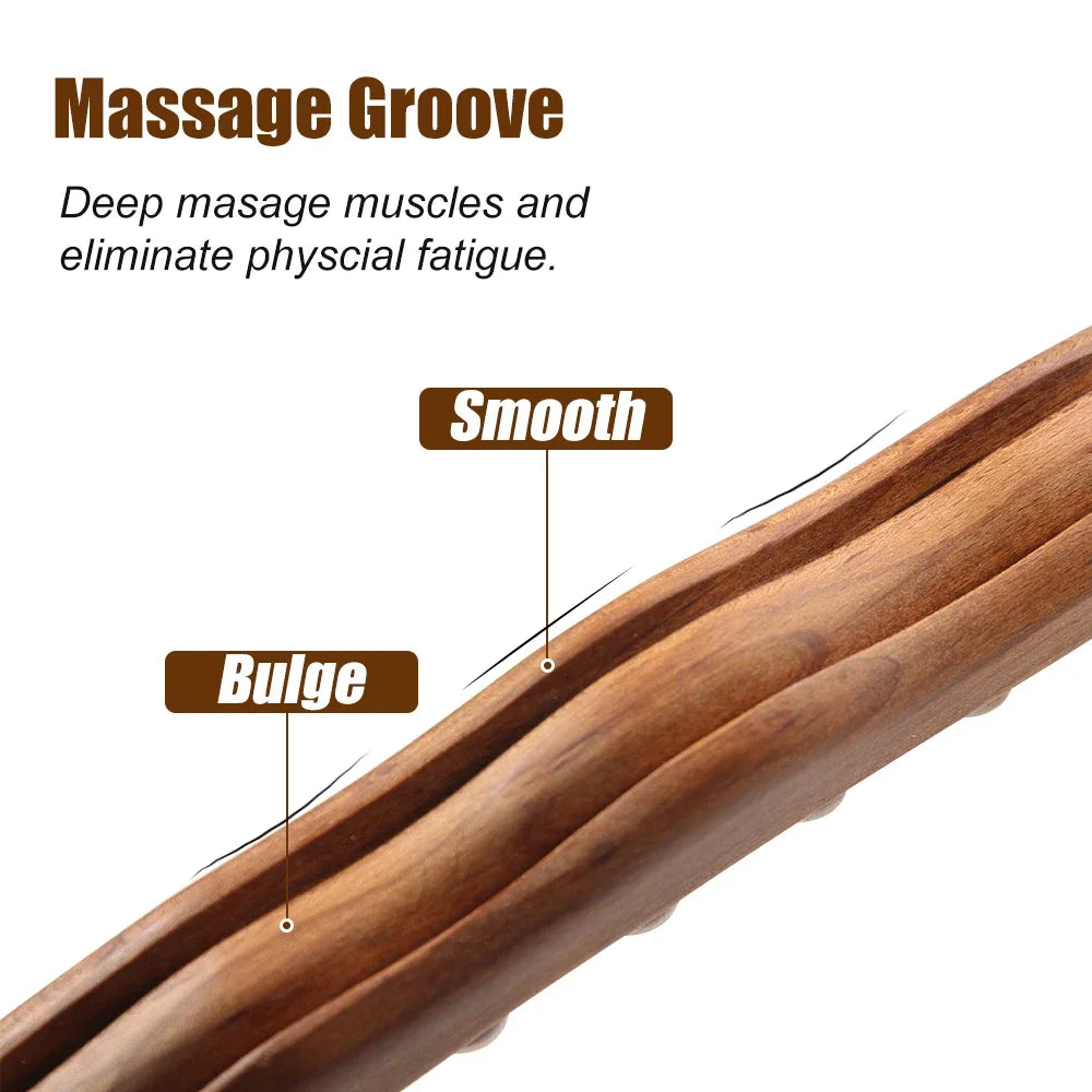 Guasha Wood Stick Tools Wooden Therapy Scraping Lymphatic Drainage Massager, Double Row 31 Beads Point Treatment Gua Sha Tools