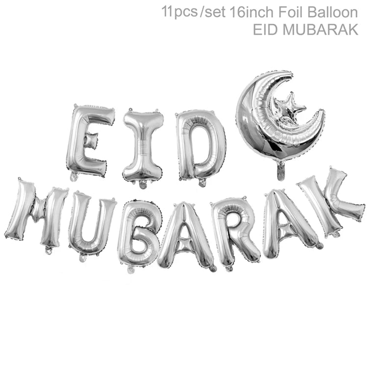 Eid Mubarak Banner Balloon Ramadan Decoration 2025 for Home Ramadan Kareem Banner Islamic Muslim Party Decor Eid Al Adha Gifts