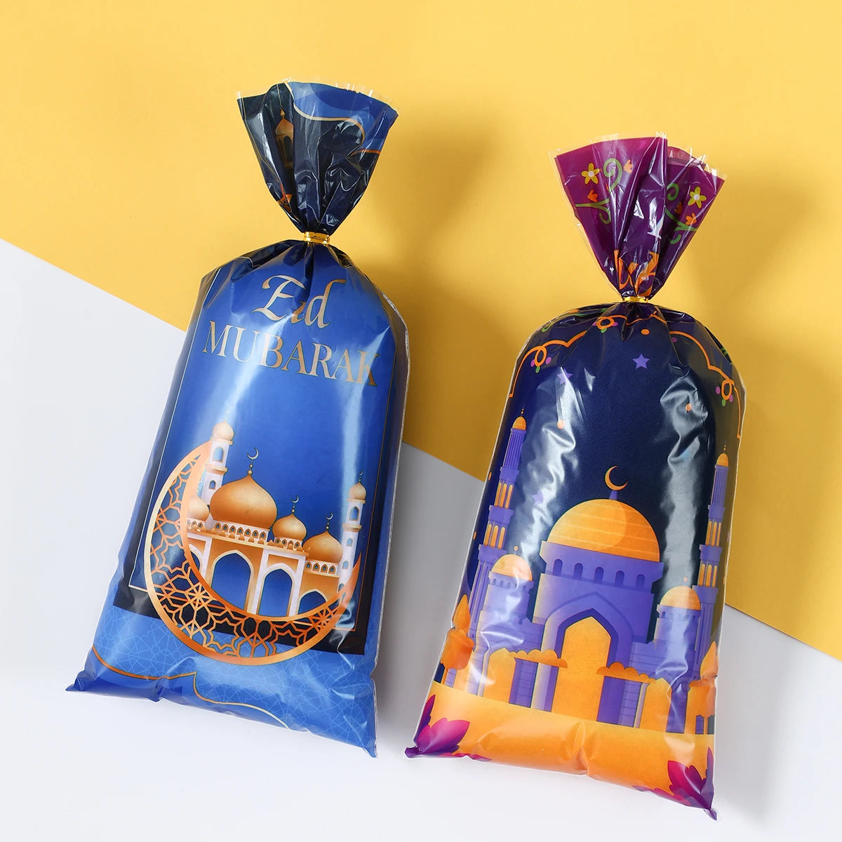 25/50/100pcs Eid Mubarak Gift Packing Bags Plastic Cookie Candy Bags  Kareem Ramadan Decor 2025 Islamic Muslim Party Supplies