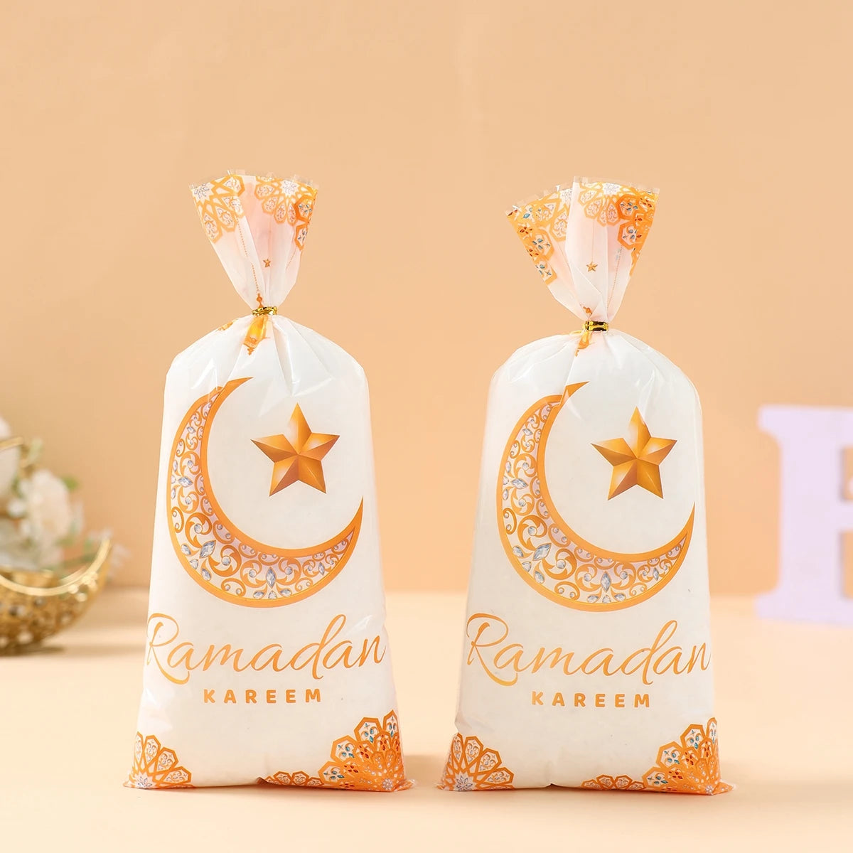 25/50/100Pcs Ramadan Kareem Candy Gift Packing Bags 2025 Eid Mubarak Ramadan Decoration Islamic Muslim Party Supplies Treat Bags