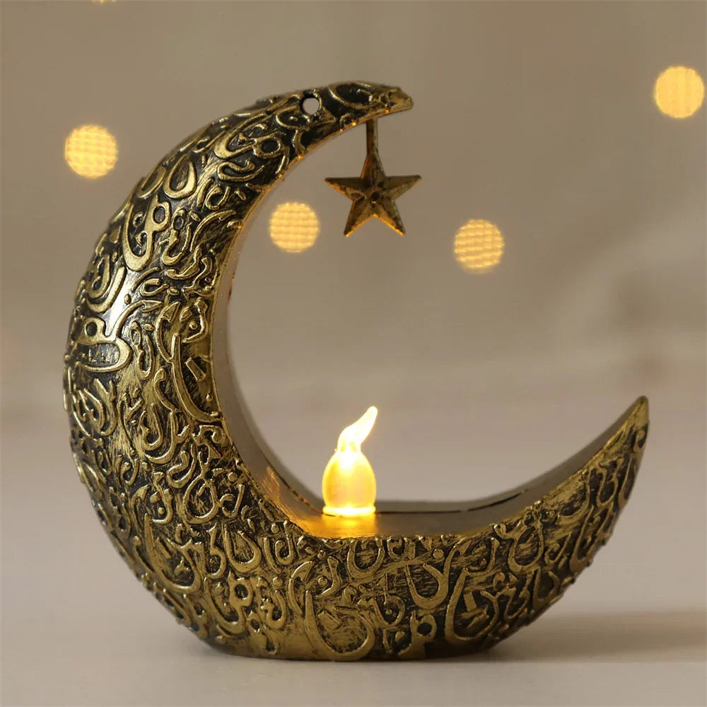 Starry Moon Candlestick Ramadan Festival Decora Home Decor Moon Led Candle Lamp Eid Mubarak Party Islamic Muslim Decors Supplies