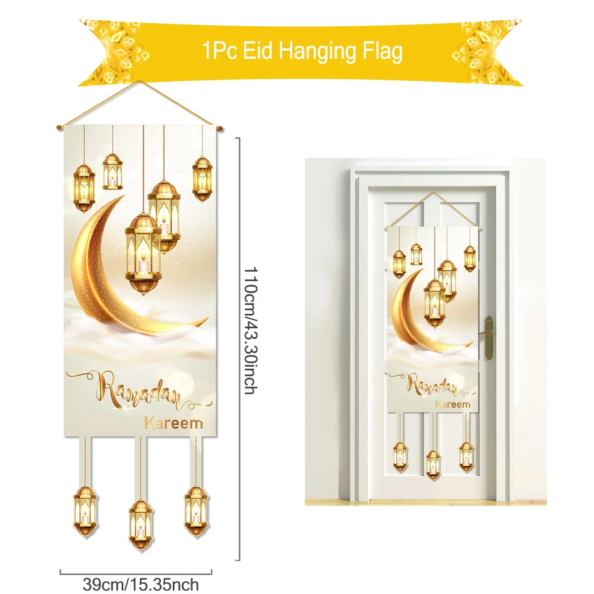 Ramadan Kareem Hanging Flag Ramadan Decoration For Home 2025 EID Mubarak Muslim Islamic Festival Party Supplies Eid Al-fitr Gift