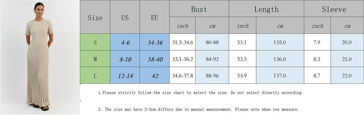 Knitted Long Dress Women Short Sleeve Pleated Lady Party Dresses 2024 Spring Summer Hip Package O Neck Ribbed Female Vestidos