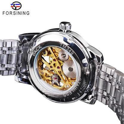 Forsining 349 Luxury Hot Sale skeleton hollow fashion mechanical hand wind men male business Wrist Watch Relogio wholesale