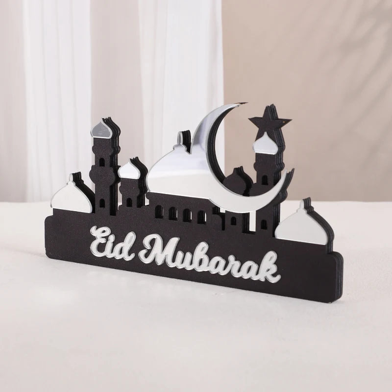 2025 Ramadan Table Ornament Wooden Acrylic Eid Mubarak Moon Star Castle DIY Home Table Decoration Islamic Muslim Party Gifts