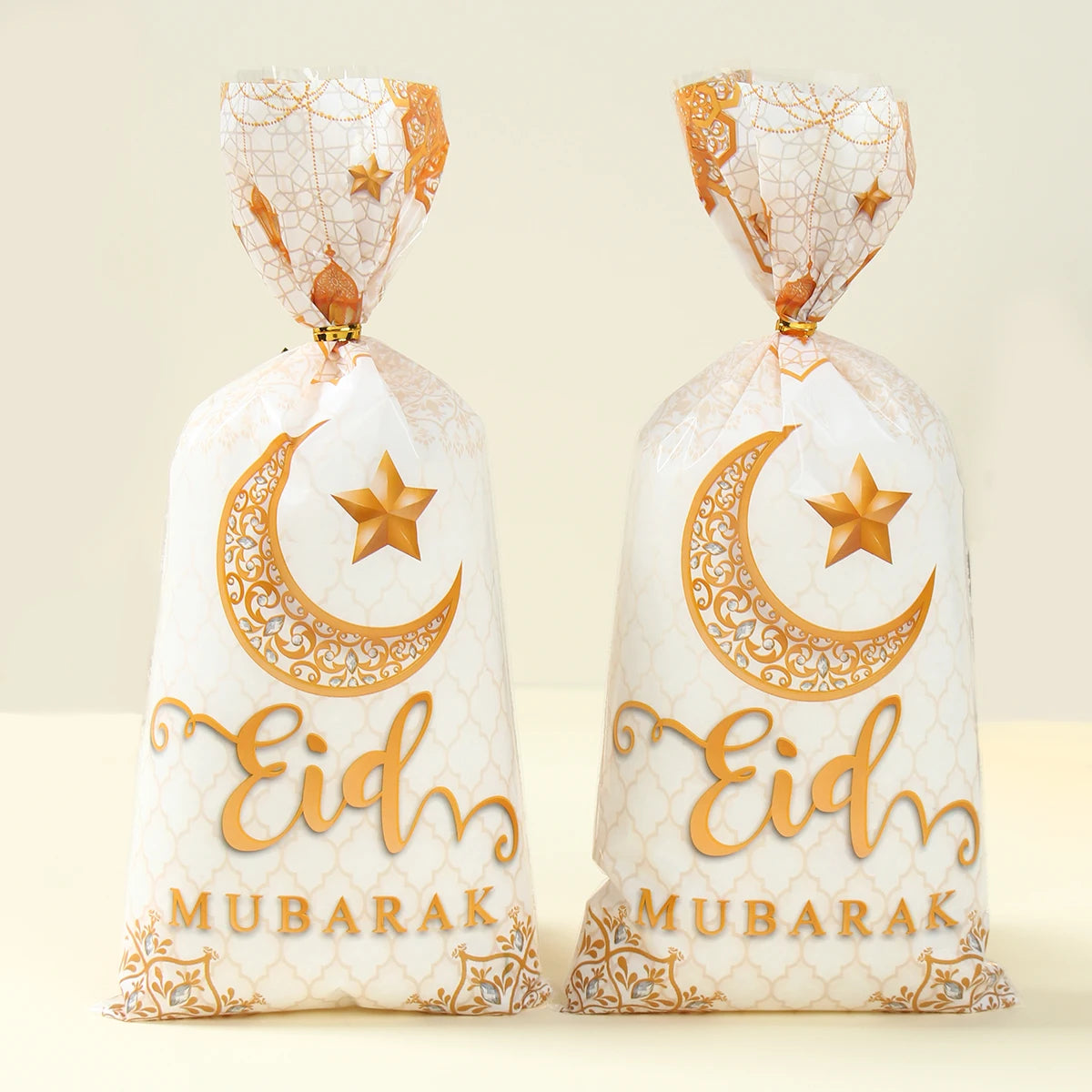 25/50/100pcs Eid Mubarak Gift Packing Bags Plastic Cookie Candy Bags  Kareem Ramadan Decor 2025 Islamic Muslim Party Supplies