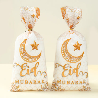 25/50/100pcs Eid Mubarak Gift Packing Bags Plastic Cookie Candy Bags  Kareem Ramadan Decor 2025 Islamic Muslim Party Supplies