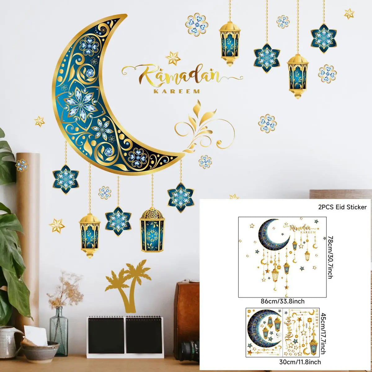 Eid Mubarak Wall Stickers Kareem Ramadan Decoration 2025 For Home Islamic Muslim Party Decor Mubarak Ramadan Window Sticker Gift