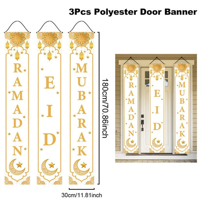 Eid Mubarak Door Banner Ramadan Decoration 2025 for Home Mubarak Ramadan Kareem Islamic Muslim Party Decor  Eid Al Adha Gifts