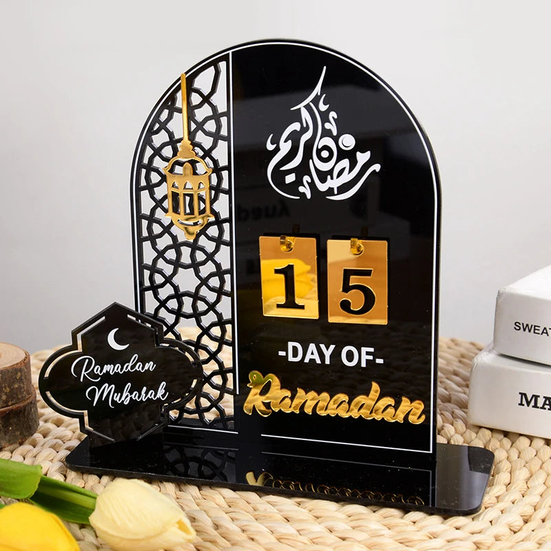 Acrylic Ramadan Countdown Calendar Gifts Day of Ramadan Calendar with Replacing Number 2025 Eid Mubarak Home Decoration Ornament