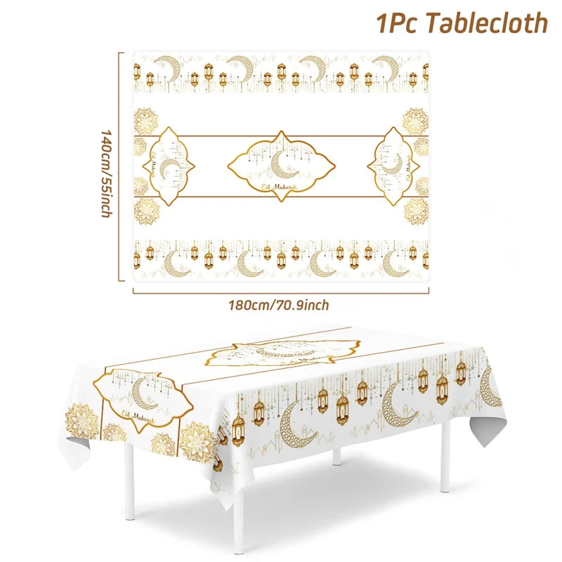 Eid Mubarak Table Runner Ramadan Tablecloths Ramadan Kareem Decoration for Home 2025 Islamic Muslim Party Eid Al Adha Gifts