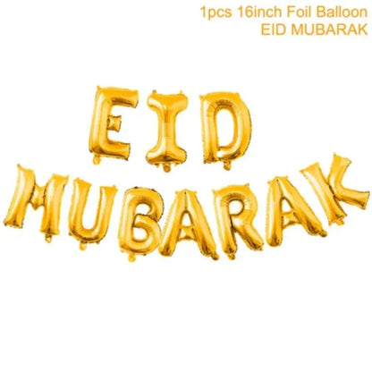 Eid Mubarak Banner Balloon Ramadan Decoration 2025 for Home Ramadan Kareem Banner Islamic Muslim Party Decor Eid Al Adha Gifts