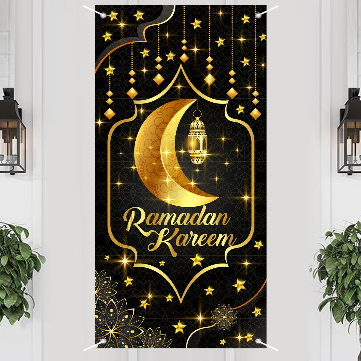 Ramadan Kareem Hanging Flag Ramadan Decoration For Home 2025 EID Mubarak Muslim Islamic Festival Party Supplies Eid Al-fitr Gift