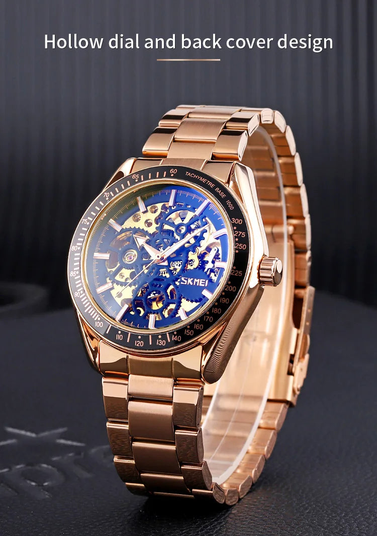 SKMEI Men Luminous Point Colorful Watch Hour Fashion montre homme Automatic Watches Mens Hollow Mechanical Wristwatches 9194