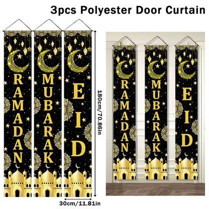 Eid Mubarak Door Banner Ramadan Decoration 2025 for Home Mubarak Ramadan Kareem Islamic Muslim Party Decor  Eid Al Adha Gifts