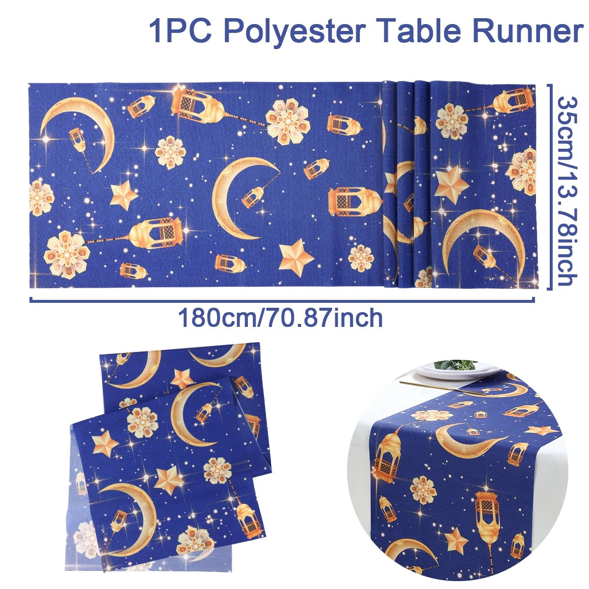 Ramadan Kareem Polyester Table Runner Ramadan Decoration For Home 2025 Islamic Muslim Party Supplies Ramadan Gift EID Al  Adha