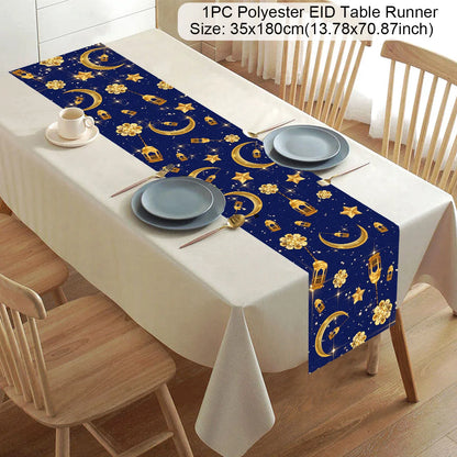 Ramadan Kareem Polyester Table Runner Ramadan Decoration For Home 2025 Islamic Muslim Party Supplies Ramadan Gift EID Al  Adha