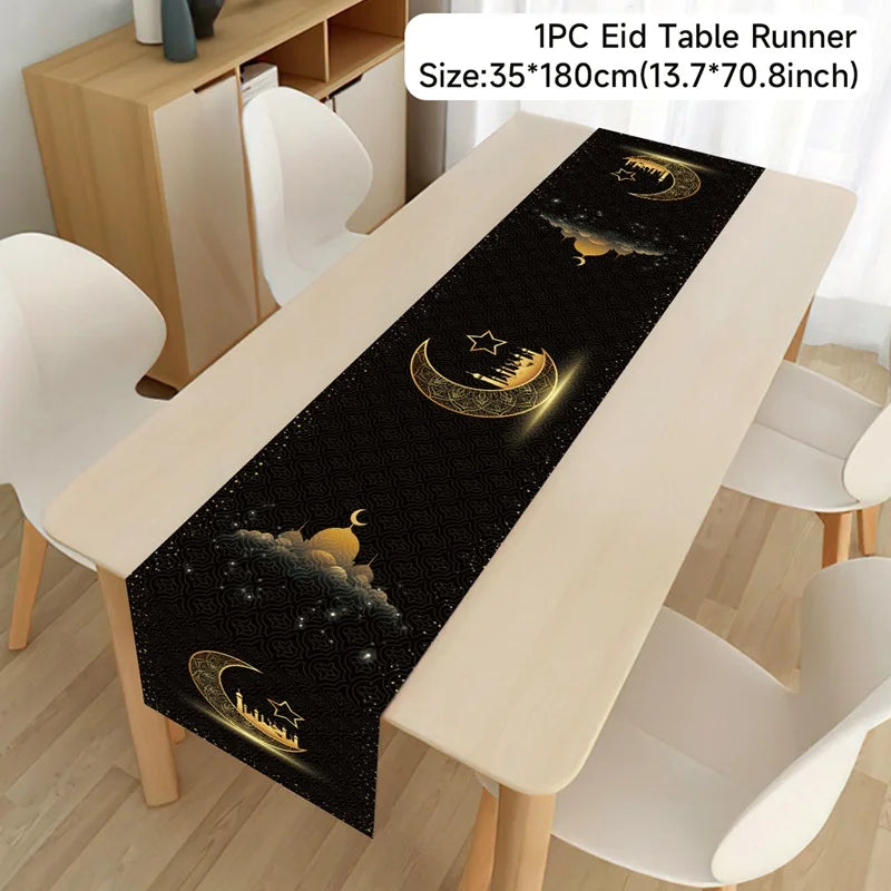 Ramadan Kareem Polyester Table Runner Ramadan Decoration For Home 2025 Islamic Muslim Party Supplies Ramadan Gift EID Al  Adha